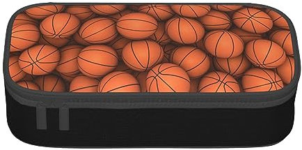 AeRko Federmäppchen mit Basketball-Aufdruck, große Kapazität, Stiftebox, multifunktionales Stifteetui, tragbare Make-up-Tasche, Geldbörse (Farbe: C)