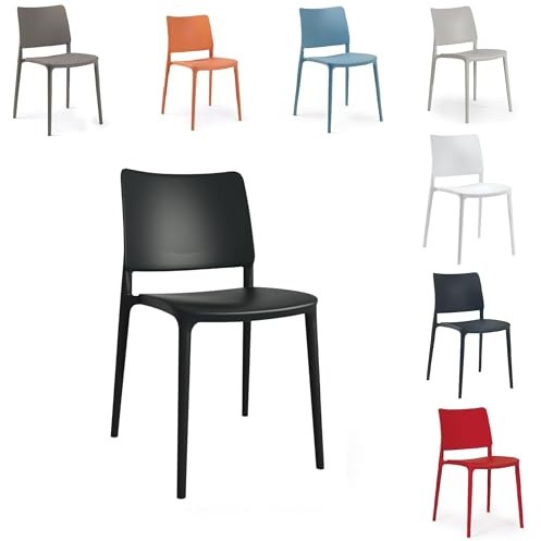 PAPATYA Joy-S 1er-Set Designer- Kunststoffstuhl, 200 kg belastbar, Leichter stapelbar Gartenstuhl, wetterfester Balkonstuhl, Terrassenstuhl, Hotelstühle, Restaurantstühle, Stapelstuhl (Schwarz)