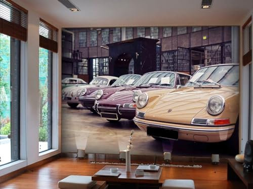 Fototapete selbstklebend 3D lila Retro-Auto Tapete Tapetenwandbild Wandbild Dekoration Foto-Tapete Wandtapete Fotoposter Wanddeko,250 * 175cm