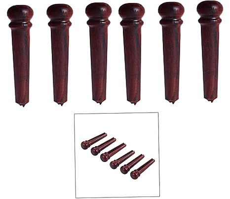 6pcs Redwood Guitar Bridge String Pegs for Folk Acoustic Guitar