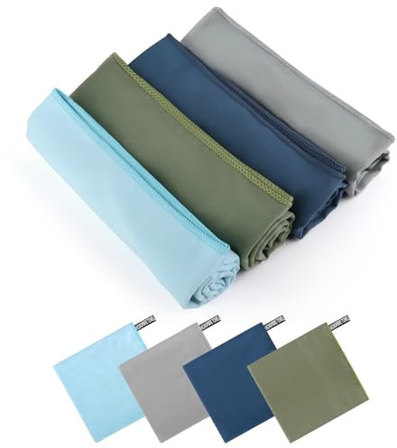 LWMTT 4 Piezas Toalla Microfibra 80 x 40cm Toalla Gimnasio Secado Rápido Toalla Deporte Toallas Microfibra para Vacaciones, Fitness, Yoga, Sauna, Playa 4 Colores