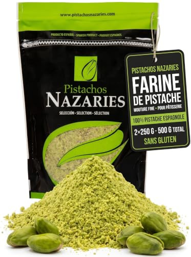 Poudre de Pistache 500g Farine Crue Sans Gluten pour Patisserie Glace | Pistachio Powder Flour Ground Moulue Decortiquee Non Torrefiee Verte Financier Tiramisu Origine Espagne Andalousie Vegan