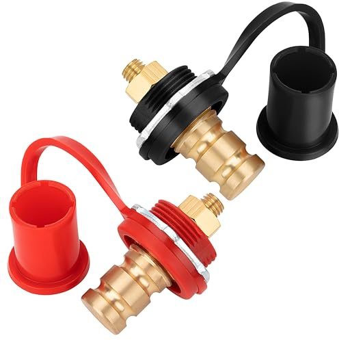 GUNGY Batterieladesäule M10 Auto Batterie Anschlussklemmen Remote Batterieklemmen Batterieladegerät Post 20mm für Auto Wohnmobil LKW Boot Schwarz Rot 2 Stück