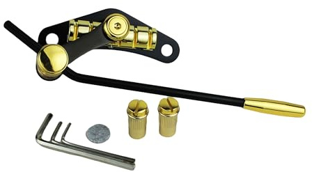 Guyker Tune-O-Matic Style E-Gitarre Steg Stop Bar Saitenhalter Tremolo kompatibel mit LP SG Gitarren TM85, Schwarz + Gold