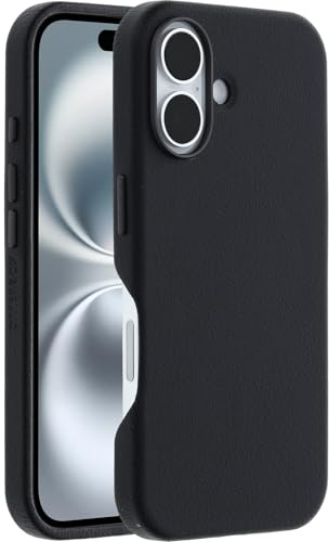 OtterBox Symmetry Series Cactus Leather MagSafe Hülle für iPhone 16, stoßfest, sturzsicher, dünne Schutzhülle, 3X getestet nach Militärstandard, Schwarz