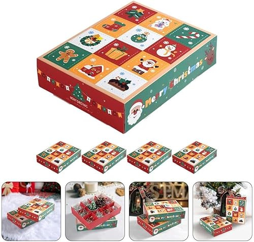 Adventskalender zum Befüllen, Geschenktüten Weihnachten DIY-Weihnachtskalender Bastelset, Papiertüten Geschenkbox für Süße Tüten Kekstüten Süßigkeiten