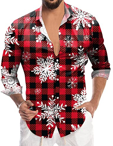Camisa de Navidad para hombre, divertida, camiseta de Navidad, corte ajustado, camiseta de Navidad para hombre, manga larga, camisa de Navidad, muñeco de nieve, camiseta divertida, camiseta de