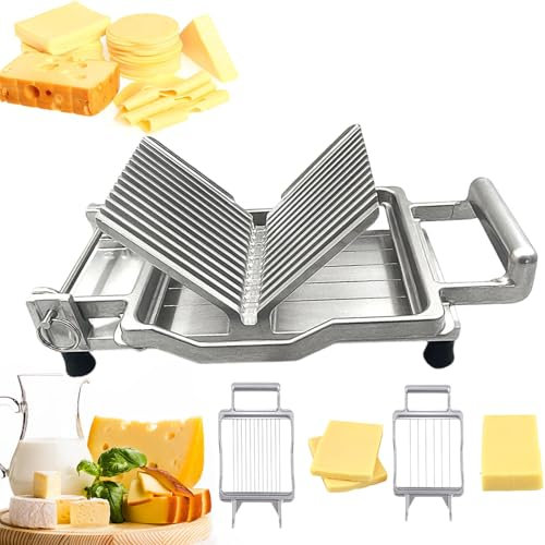 pedenencelia Manual Cheese Cutter With Wire, Commercial Cheese Slicer, 1cm&2cm, Easy To Assemble, Butter Slicer, Slices Are Uniform And Neat, For Cheese, Butter, Kitchen Cooking