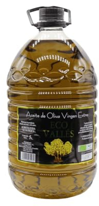 Aceite de oliva virgen extra ecológico 5 litros variedad Eco Vallés picual. Aceite EVO ecológico de Andalucía, sabor intenso, extracción en frío, filtrado