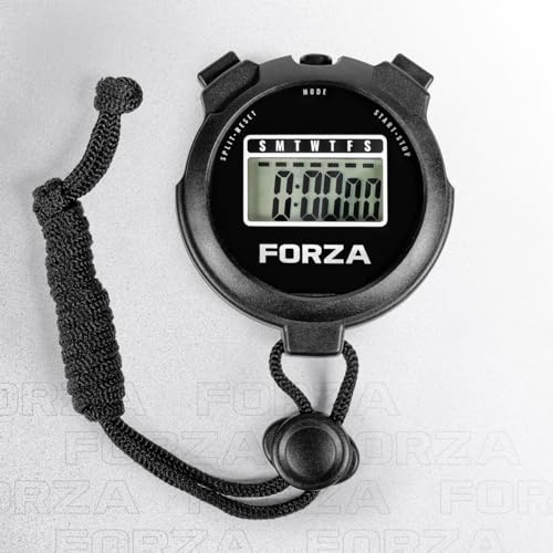 FORZA Stopwatch | Multi-Functional Sports Stopwatch Timer for Coaches, Athletes and Schools with Water-Resistant, Easy-to-Read Display - Choose Your Colour! (Black, Pack of 1)