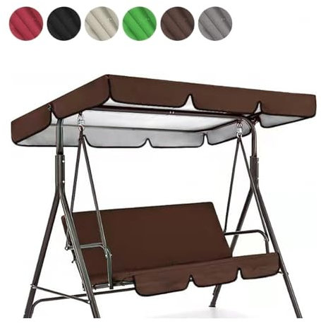 TYBEITAO Tela Oxford Recubierta De Plata 600D Toldo Balancin De Jardin Resistente ai Viento Y ai Desgarro Funda para Silla Columpio Al Aire Libre,Brown-190 * 132 * 15cm