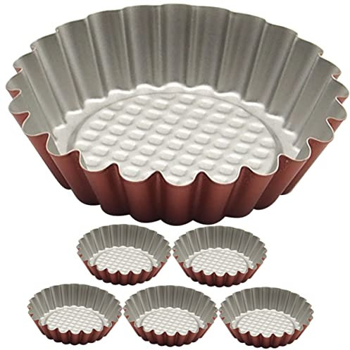 Cabilock 6pcs Flower Shaped Egg Tart Molds Mini Pans for Baking Nonstick Egg Tart Making Molds Tart Pans Mini Shells for Pocket for and Recipes for Cake and Fluted Creations