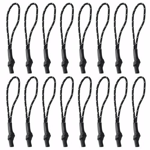 16PCS Zipper Pull Replacement, Backpack Tag Paracord Black Zipper Pull Tab for Bags Purses Clothes Backpacks - Repair Kits