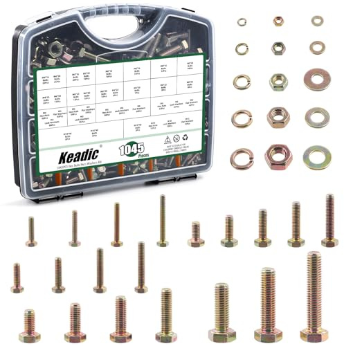 Keadic 8,8 mm Assortiment de boulons et écrous métriques pour meubles de machinerie (plaqué zinc multicolore)