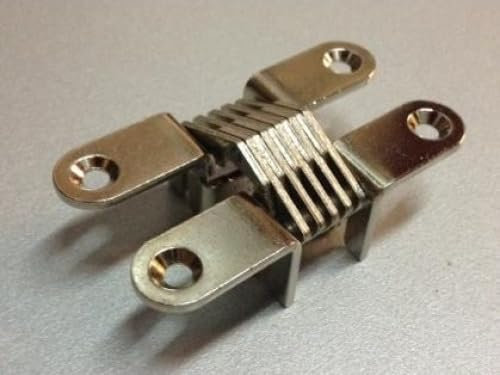 Generico Cerniera a Scomparsa Invisibile Incassata per Mobili Legno con Apertura 180° - Dimensione Disponibile: Cerniera 502 Nikelata 64,8 x 13 mm