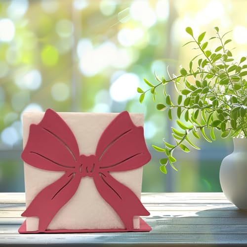 Ainmto Rosa Serviettenhalter für Tisch - Dekorative Bogen Design Serviettenhalter für Papier Servietten, Elegantes Restaurant & Esstisch Zubehör, 4,7 x 4 Zoll (Rosa)
