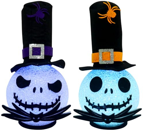 Halloween Deko-Leuchtende Kürbis Licht, 2 Stück LED Halloween Kürbis Laterne mit Zaubererhüten, Mehrfarbig Wechselbar, Geeignet als Geschenk, für Karneval, Drinnen Oder Draußen, Esstische Oder Partys