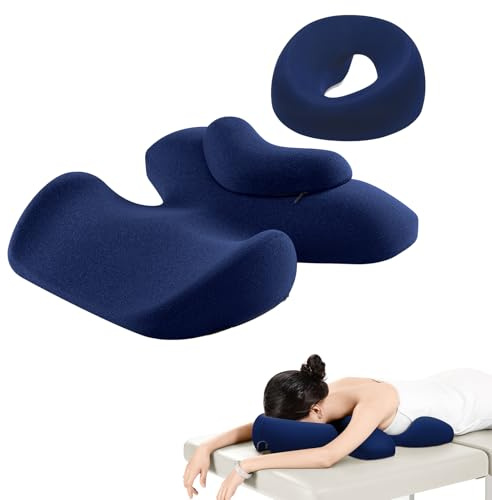 OSZZT Prone Massage Pillow, a Chest and face Support Sleep Pillow, is Suitable for Massage, SPA and Sleep. It Comes with a Removable and Washable Cover, a Non-Slip Bottom (Navy Blue)