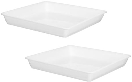 Balacoo Lot De 2 Soucoupes Carrées pour Pot De Fleurs 35 Cm en Plastique Épais pour Balcon Extérieur, Récupération d'eau, Compatibles Plantes Succulentes Et Bonsaïs, Résistance Aux Intempéries