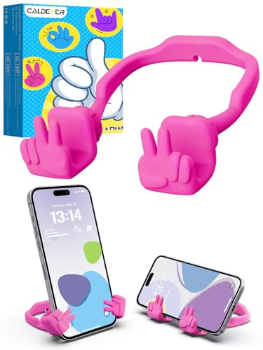 Stocking Stuffers for Teen Girls Boys Kids Gifts Phone Stand for Desk | Upgrade Adjustable Peace Sign Thumbs Lazy Phone Holder Cool Gadgets Christmas Birthday Gifts for Women Men Adults (Hot Pink)
