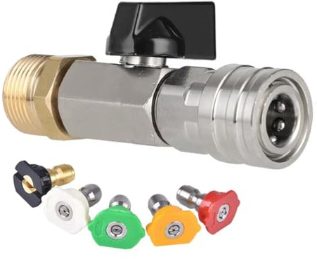 Bortivier Kit de Válvula de Bola para Hidrolavadora con Conector Rápido de 1/4 de Pulgada y M22 de 14 mm para Manguera de Hidrolavadora con Interruptor de Encendido/Apagado y Boquilla.