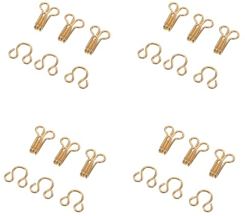 SEWACC 100pcs Gold Sew Hooks and Eyes Closure for Invisible Hidden Fastening Metal Dress Hook and Eye for Underwear Trousers Skirts Easy DIY Sewing Repair