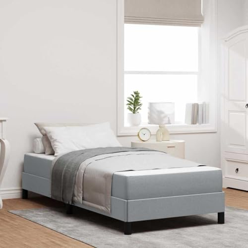Amorsee Boxspringbett 100 x 200 cm - Bett mit Matratze - Polsterbett 100 x 200 cm mit Matratze - Bett mit Matratze und Lattenrost Einzelbett Jugendbett Hellgrau Type-2