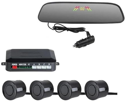 Macchina Sensori Di Parcheggio Sensori Radar Retromarcia Posteriori Per Auto Specchietto Retrovisore Sensore Parcheggio Display Rilevatore Impermeabile(Nero)