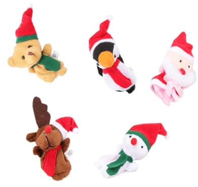 HEALSOPTHY 5stücke Weihnachtsfingerpuppen Plüsch Kinderfingerpuppen Weihnachts-Cartoon-fingerspielzeug für Puppentheater Geschichtenerzählen Rollenspiele Fantasiespiele