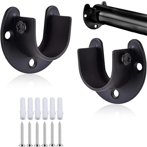 MejaRizon 32mm Kleiderstangen Halterung(19-32mm), 2 Stück U-Form Edelstahl Stangenhalter, Verstellbar Stangenhalterung, kleiderstangenhalter Geeignet für Kleiderschrank, Schrank, Balkon,Badezimmer