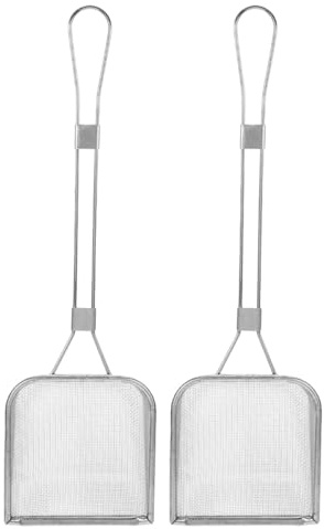 FONDOTIN Espumadera Cuadrada para Freír 2 Piezas de Acero Inoxidable, Filtro de Grasa con Malla Fina, Utensilio para Cocina Profesional y Doméstica, Adecuado para Pollo Frito y Papas