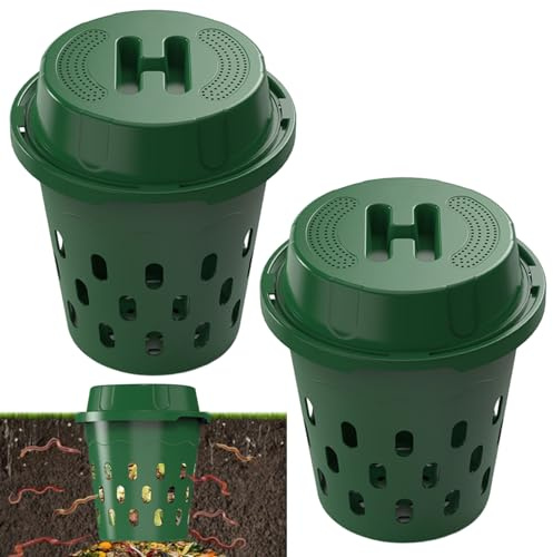 In Ground Worm Composter 12L, Vermicomposting Bin for Garden Beds & Home Use, Green Worm Composter for Beginners