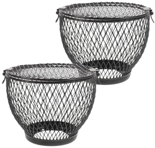 SHINEOFI 2 Pièces Protection pour Lampe Chauffante en Fer Noir, Installation Facile, Adaptée aux Serpents et Tortues pour Habitat Reptile