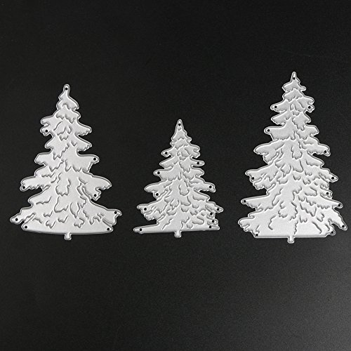 Demiawaking 3Pcs Weihnachtsbaum Schneiden Schablonen DIY Sammelalbum Dekor Papier Karten, Metall Buchzeichen, Metall Lesezeichen als Geschenk fuer Freunde
