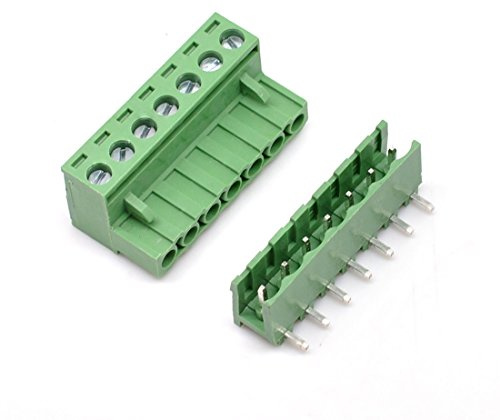 Oiyagai 10 Set Connettori Morsettiera PCB 7 Poli Passo 5,08mm Angolare 90°, Tipo a Vite Plug-in 300V 15A per Arduino Elettronica e Moduli di Alimentazione
