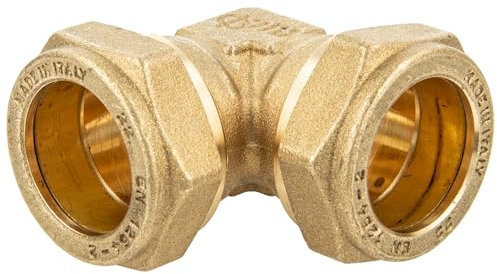 tecuro Messing-Klemmringverbinder, Winkel 90°, 12 x 12 mm, metallisch dichtend, DVGW W 534 geprüft, geeignet für Solar