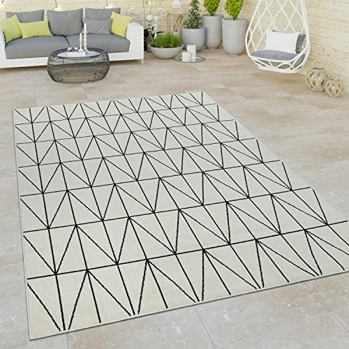 Paco Home In- & Outdoor Teppich wetterfest Skandinavisch für Terrasse, Balkon & Garten pflegeleicht & robust Modernes Design Weiß, Grösse:160x230 cm