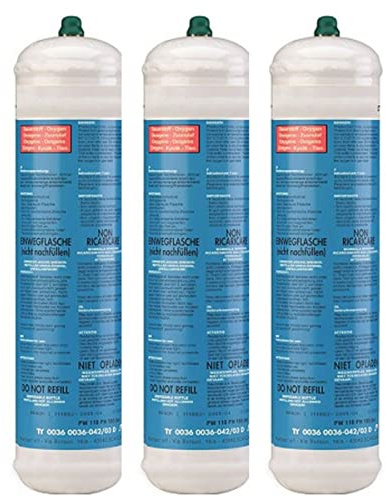 KEMPER - Sauerstoffflasche, 110 bar, Packung x 3 Stück, Anschluss M10, Bi-Gas-Schweißung, 110 l