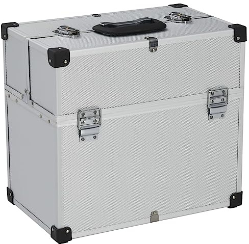 vidaXL Werkzeugkoffer Alukoffer Werkzeugkasten Transportkoffer Alukiste Allzweckkoffer Universalkoffer Alu Koffer 38x22,5x34cm Silbern Aluminum