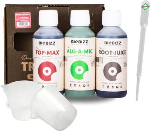 Weedness BioBizz Fertilizer Set 3-piece Stimulation Try Pack - Natural Fertilizer Organic Fertilizer Grow BioBizz Starters Pack Orchids Blue Grain
