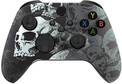 eXtremeRate Front Gehäuse Case für Xbox Series X/S Controller, DIY-Ersatz Frontplatte Hülle Skin Shell Cover Set für Xbox Core Controller Model 1914(Schädel)-KEIN Gamepad