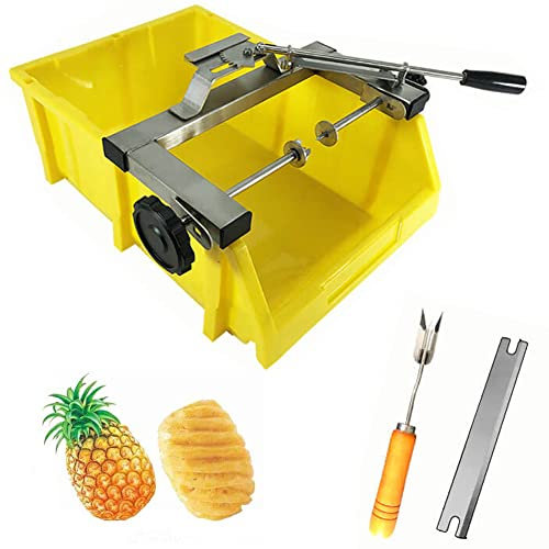MNSSRN Peladora automática de piña, Peladora de Frutas Peladora Manual rápida y automática con una Cuchilla de Repuesto, Herramienta de pelado rápido,Amarillo