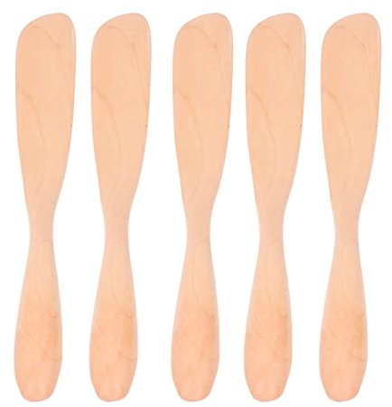 5pcs Couteaux à tartiner au beurre, Couteaux à tartiner en bois pour couteaux à condiments au fromage à la crème Sandwich(Naturel)