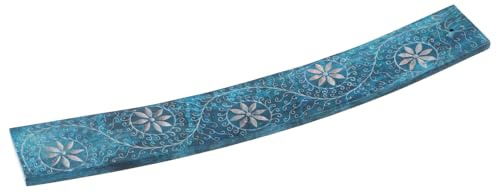 GURU SHOP Speckstein Räucherstäbchenhalter - Ranke/Blau, 2x4x25 cm