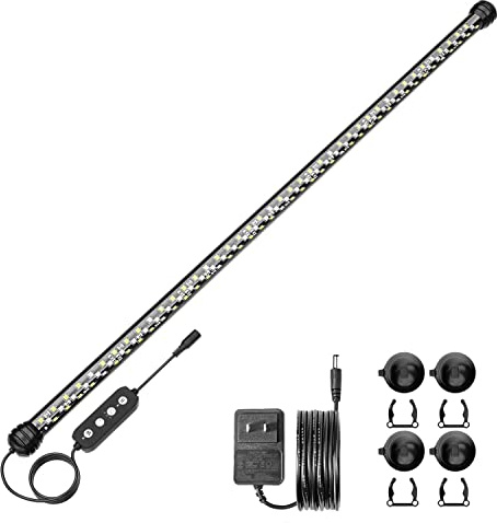 SEAOURA Éclairage Aquarium avec Minuterie, Éclairage Submersible pour Bac à Poissons, avec Allumage/Extinction Automatique, 3 Modes d'Éclairage, Luminosité Réglable (68cm)