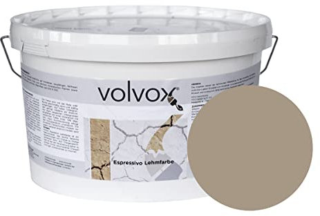 ecotec Naturfarben GmbH Volvox Espressivo Lehmfarbe - Wandfarbe matt - hohe Deckkraft - streichfertige Naturfarbe PG B sand beige 10 L