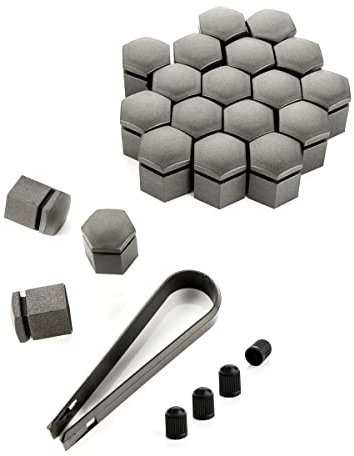 LST 20x Felgen Radschraube Abdeckkappen Sechskant Kappen Set 17 mm grau Matt