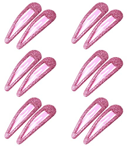 ZEVONDA Glitzer Haar Schnappclips - Metall Haarspangen Bunte Glitzer Pailletten Haarspangen Haarstyling Zubehör für Kleinkinder Kinder Mädchen Frauen, Rose Rot *12
