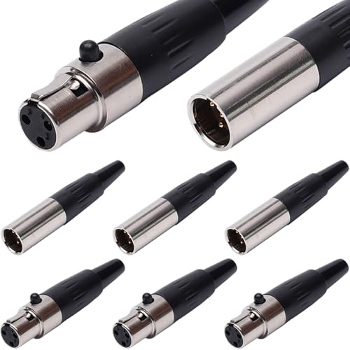 Xiatiaosann 3-poliger Mini XLR Stecker, TA4F Adapterstecker weiblich und TA4F Adapterstecker, Mini XLR Enden, Ersatz Audio Stecker für Mikrofon (6 Stück)