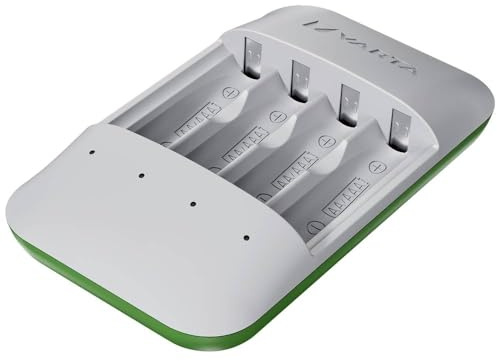 VARTA Akku Ladegerät, Batterieladegerät für wiederaufladbare AA/AAA Batterien, Eco Charger Pro, Einzelschachtladung, Gehäuse aus 75% recyceltem Material, unbestückt